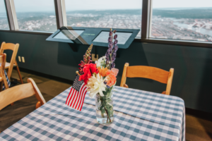 4th of july, flower arrangement, centerpiece, america, sky view observatory